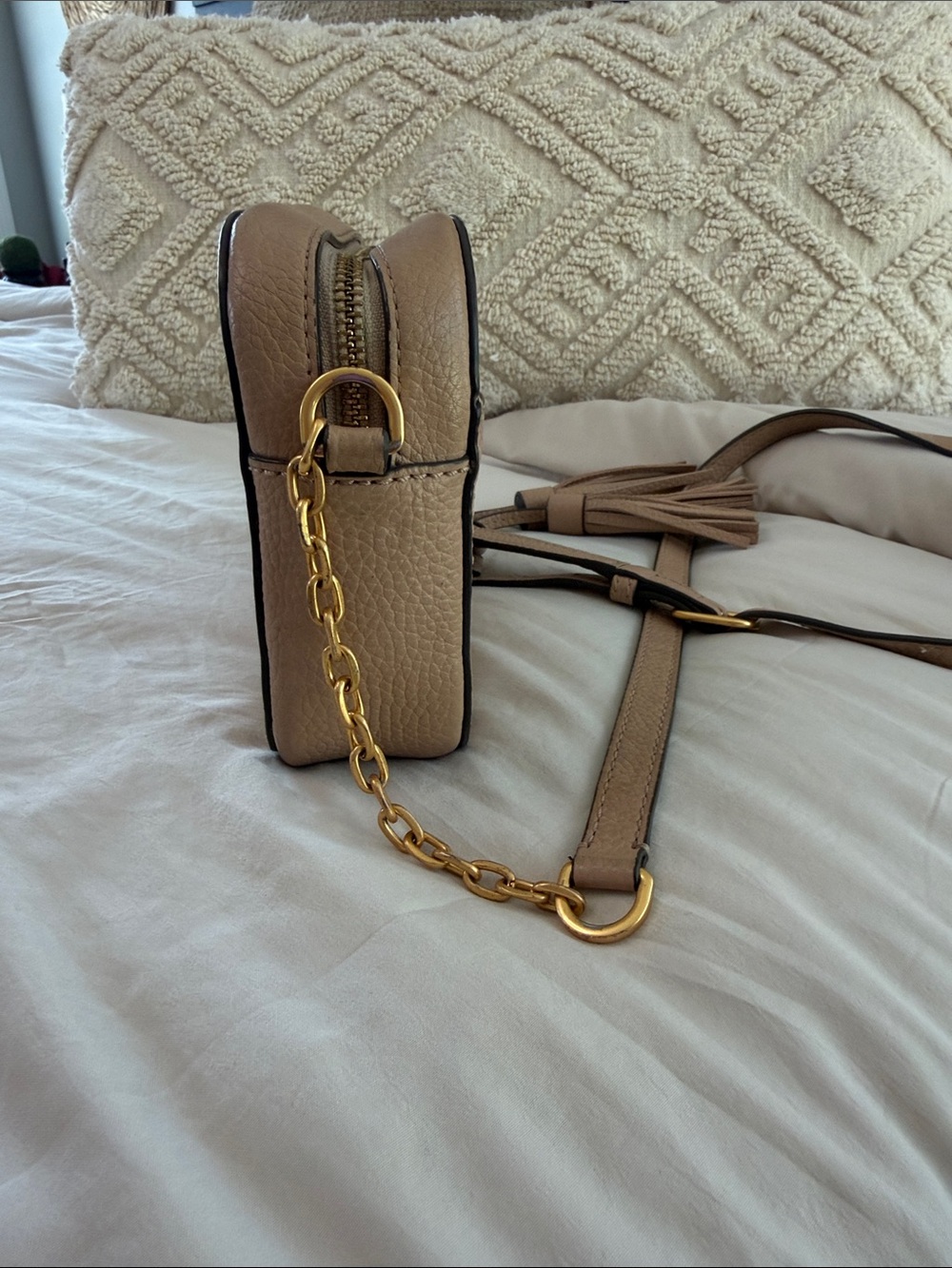 Tory Burch Pebbled Leather Crossbody in Tan - Picture 5 of 10